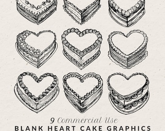 Heart Cake Clipart Bundle: Hand-Drawn Wedding Doodles, SVG & PNG