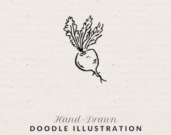 Beet Line Art Icon - Hand Drawn Whimsical Food Illustration Doodle Clipart (PNG & SVG)