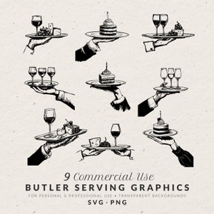 Handgetekende ober wijn illustratie, cake SVG PNG, handgetekende bruiloft iconen, grillige bruiloft doodle, commercieel gebruik clipart voor uitnodiging