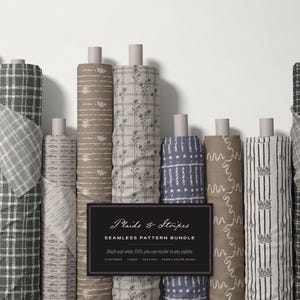 Plaid & Stripe Seamless Pattern Bundle: Recolorable SVGs, Digital Paper Kit (15 Patterns)