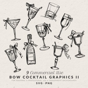 Ilustração de coquetel com laço desenhado à mão SVG PNG, ícones de coquetel desenhados à mão, rabiscos de casamento excêntricos, clipart para uso comercial em convites