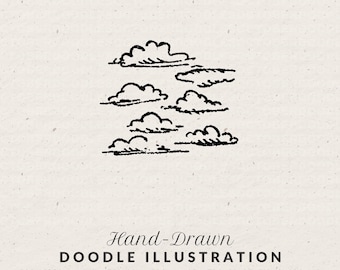 Cloud Doodle Art: Hand Drawn Soft Girl Style (PNG and SVG Files)
