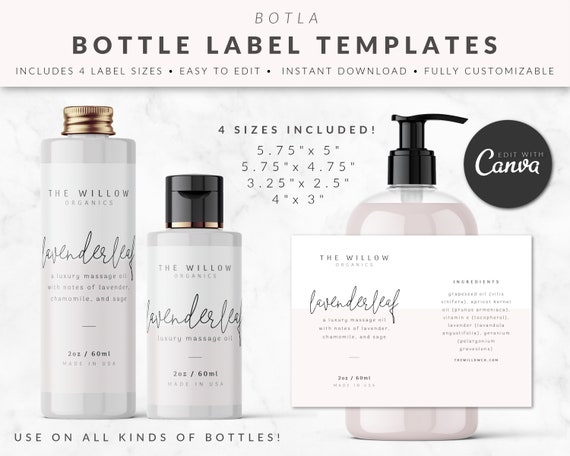 Custom Perfume Bottle Label Template.editable Canva Design for 