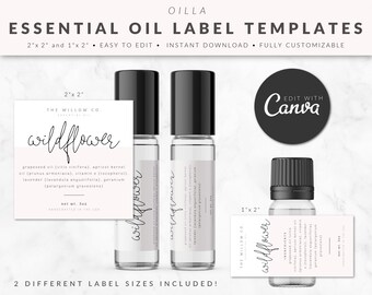 10ml 5ml Essential Oil Roll-on Label Template for Canva | Etsy