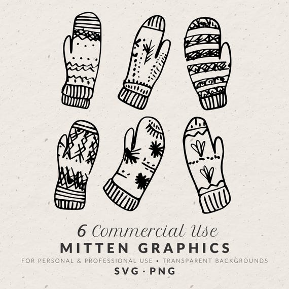 Urlaub Handschuhe Clip Art, Handgezeichnete Winter Zeichnungen (SVG & PNG)  - Etsy.de
