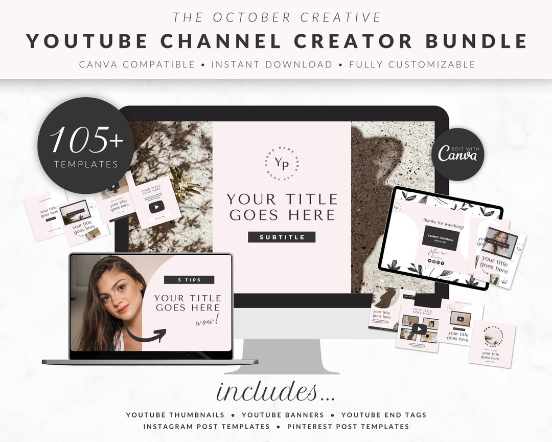 Youtube Channel Bundle for Canva, Youtuber Branding Kit, Youtube ...