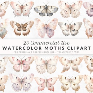 Aquarell Motte Clip Art PNGs, Rosa Motten Clip Art, Clip Art Bundle, kommerzielle Nutzung, Planer Clip Art, Kamera, Motten Vintage Stil, Clipart