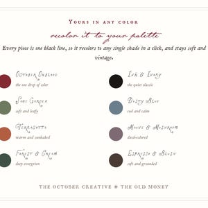 The image is a collection of various shades of black lines, each representing a different color. The text describes each color and its corresponding shade, providing a visual guide for users to choose the appropriate color for their palette.