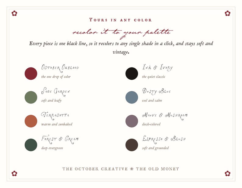 The image is a collection of various shades of black lines, each representing a different color. The text describes each color and its corresponding shade, providing a visual guide for users to choose the appropriate color for their palette.