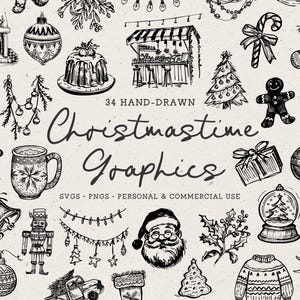 Conjunto de ilustrações vintage de Natal desenhadas à mão, rabiscos de ícones de Natal de inverno, bengala de doce, quebra-nozes, meia, guirlanda, caneca