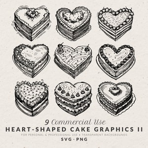 Illustration de gâteau en forme de coeur dessiné main Bundle SVG PNG, griffonnages vintage, icônes de mariage romantique, clipart pour Invitation à une fête de fiançailles