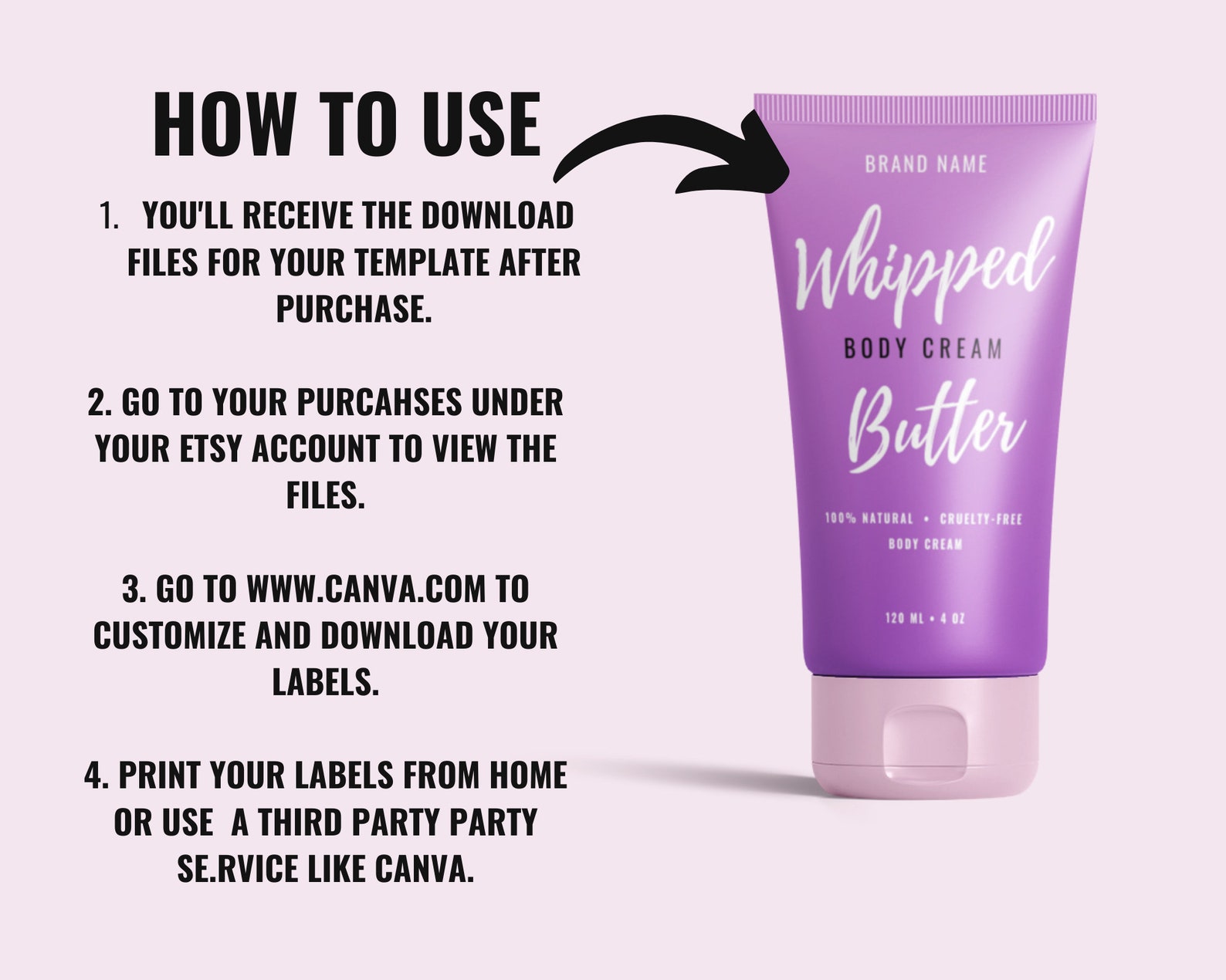 Skincare Label, Body Lotion Label, Editable Body Cream Label,product