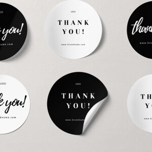 Editable Thank You Circle and Square Sticker Label Template, Printable Custom Round Label Design, DIY Sticker Templates