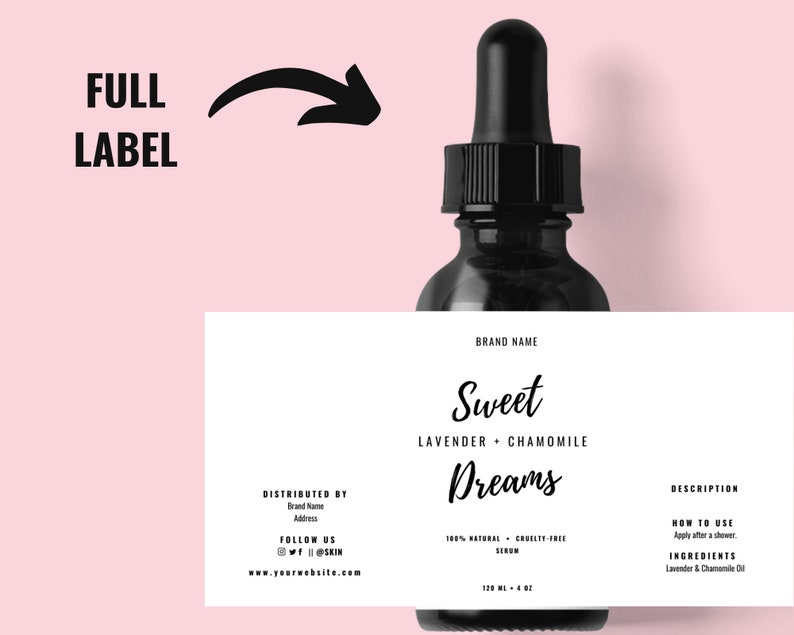 Body Product Labelessential Oil Label Editable Serum Etsy