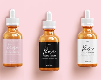 Skincare Product Labels Template, Skin Care Editable Dropper Label, Essential Oil Label, Serum Label for Bottles, Product Packaging