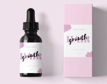 Hair Growth Oil Label, Product Labels,Product Label Template Bottle Design, Product Packaging, Essential Oil, Label for Bottles