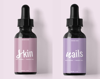 Skincare Product Label, Serum Label, Essential Oil Label, Label for Bottles, Product Label Template Bottle Design, Product Packaging