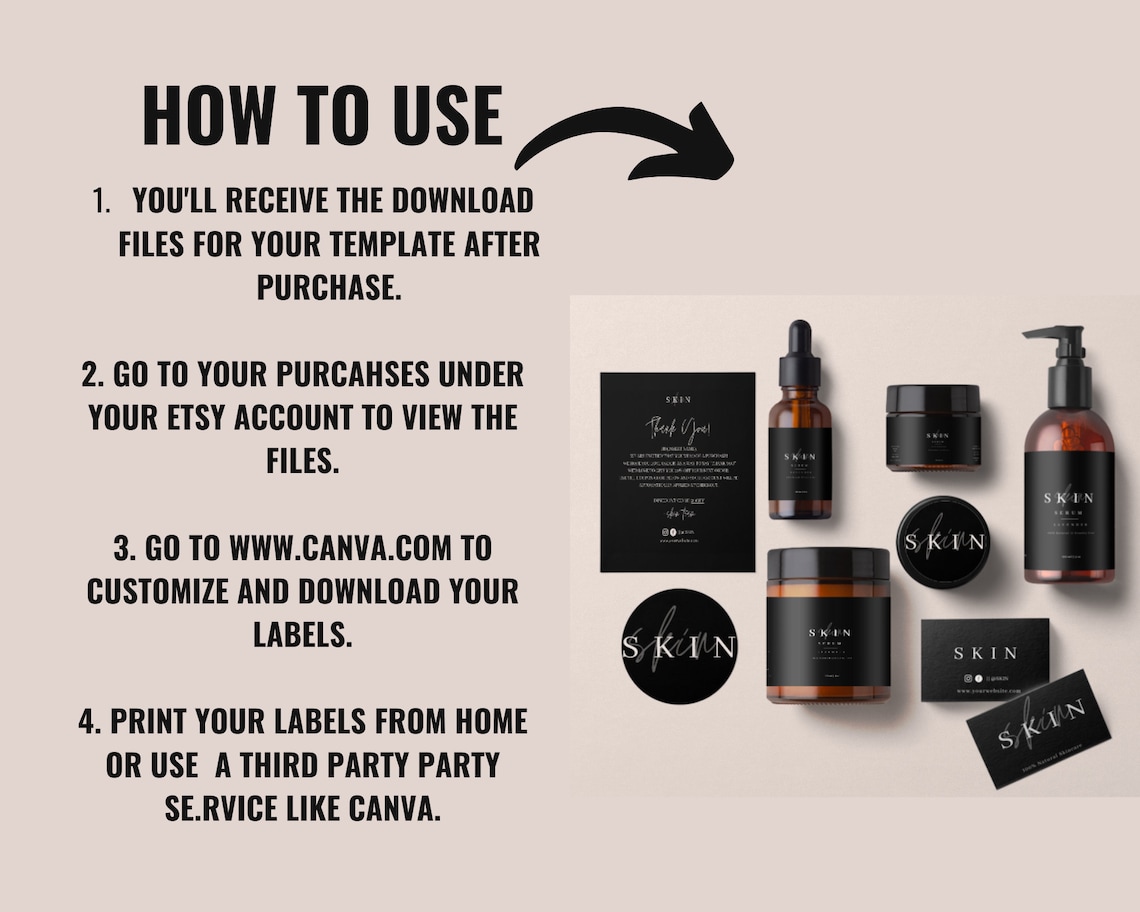 Skin Care Product Label Templateskincare DIY Logoeditable Etsy