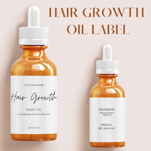 Hair Growth Oil Label, Product Labels,Product Label Template Bottle Design, Product Packaging, Essential Oil, Label for Bottles