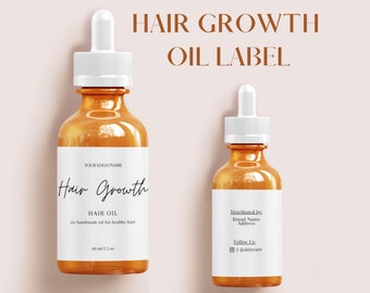 Hair Growth Oil Label, Product Labels,Product Label Template Bottle Design, Product Packaging, Essential Oil, Label for Bottles
