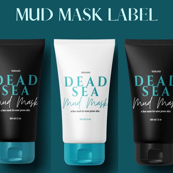 Face Mask Label, Product Labels,Product Label Template Jar Tube Design, Product Packaging, Mud Mask, Label for Bottle