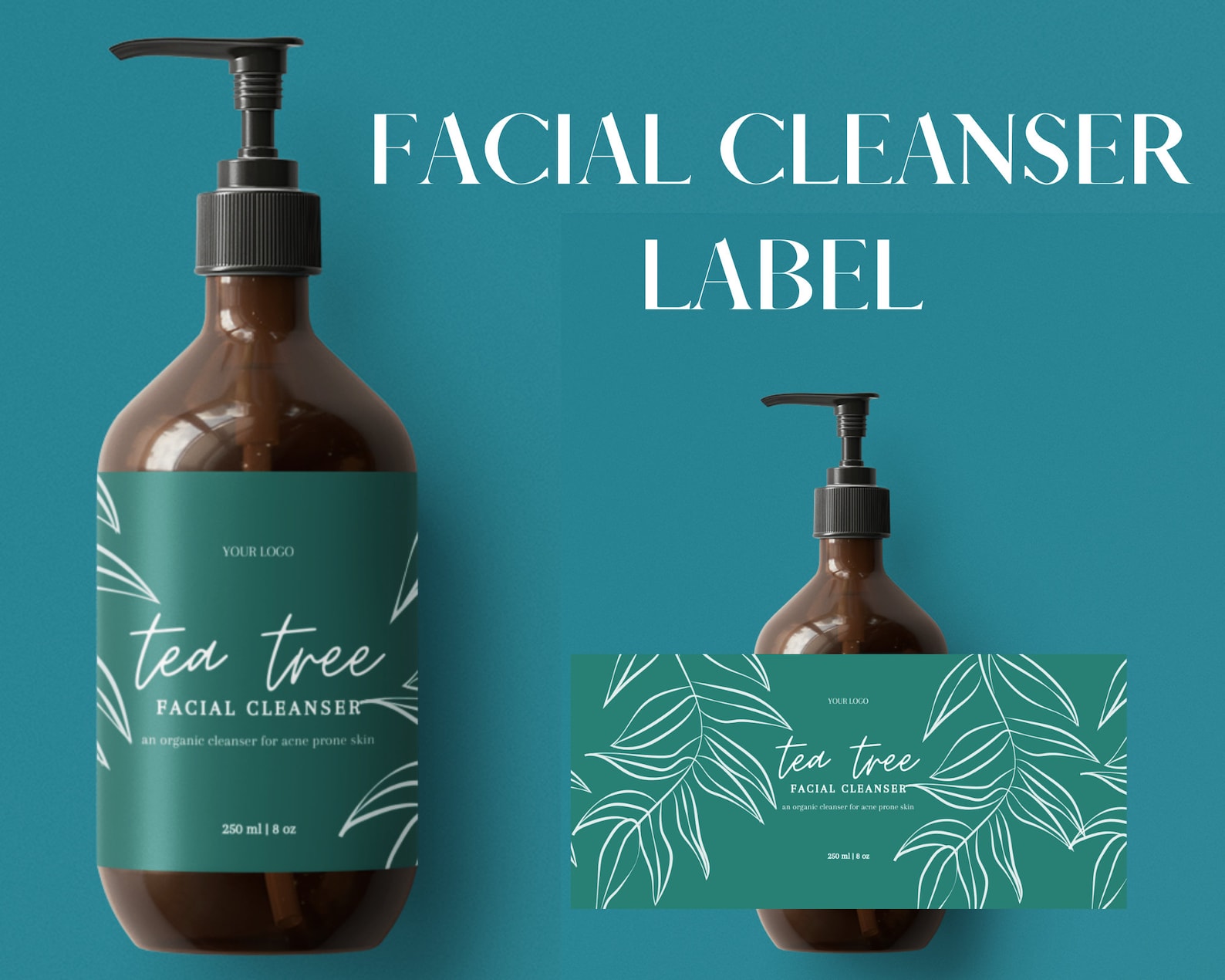 Facial Cleanser Cosmetic Label, Skincare Product Labels, Product Label ...