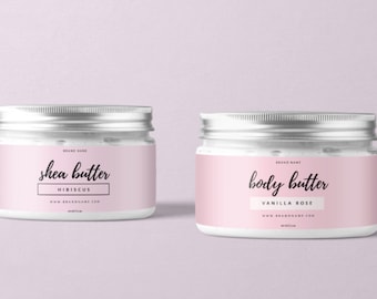 Body Butter Jar Label Design, Editable Skincare Body Label,Product Label Template Bottle Design, Product Packaging,Label for Bottles