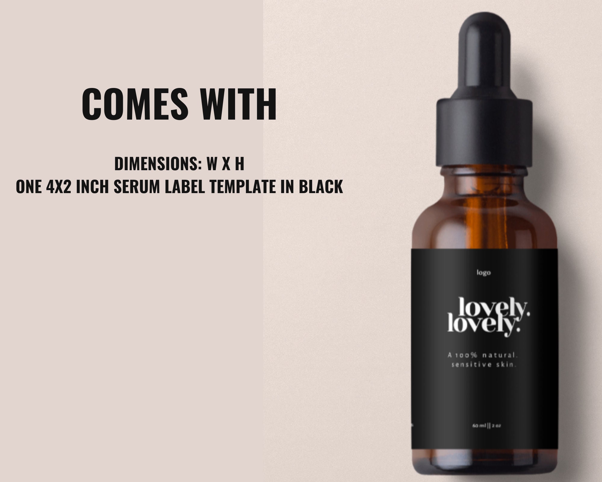 Skin Care Label Template, Skincare Product Label, Serum Label