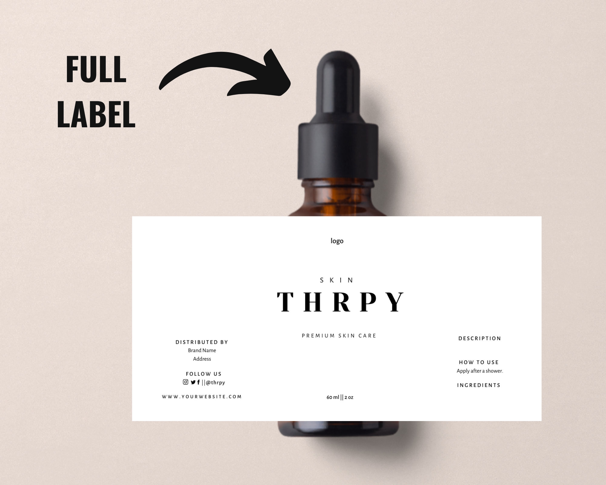 Editable Skin Care Product Label Template Skincare Dropper Etsy
