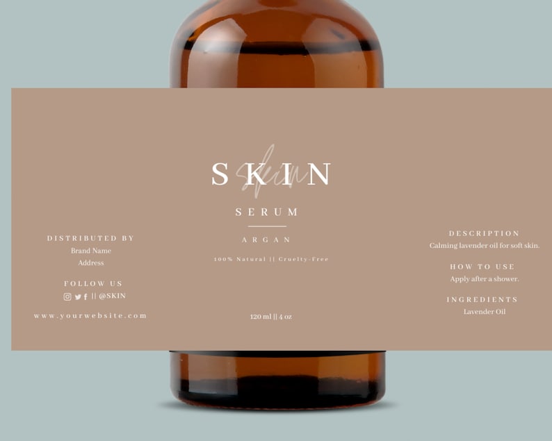 Fully Editable Skin Care Label Template Skincare Product | Etsy