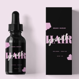 Hair Growth Oil Label, Hair Product Labels, Label for Bottles, Product Label Template Bottle Design, Product Packaging, Essential Oil