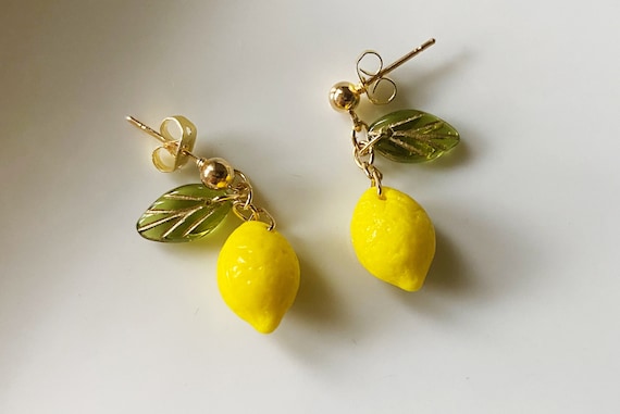 Czech Bead Whole Lemon Earrings