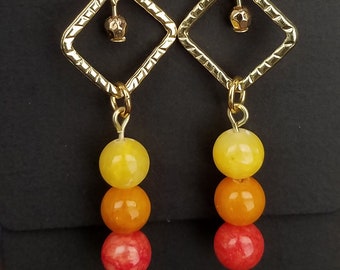 Fall Orange, Yellow, Red, and Gold earrings