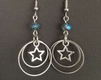 Silver Start in Solar System Earrings