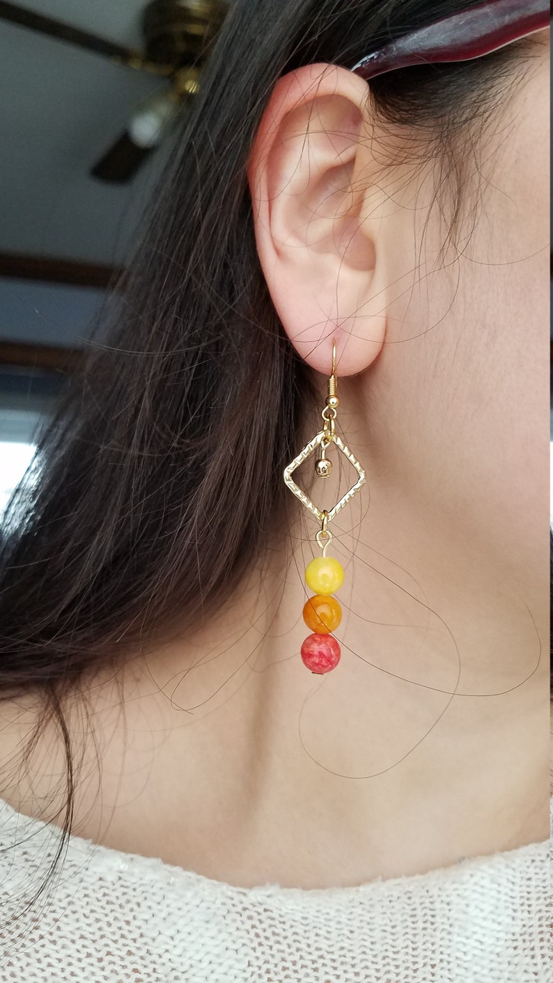 Fall Orange, Yellow, Red, and Gold earrings image 2