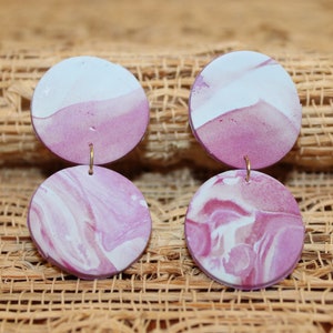 Marbled Polymer clay earrings / Statement earrings / Lightweight earrings
