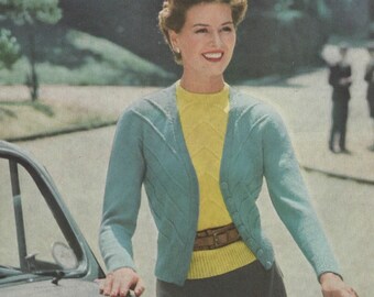 Vintage Knit Twin Set Pattern - 1940s 1950s 1960s - Digital Download