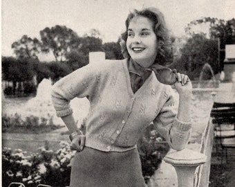 Vintage Women's Teenager Cable Shortie Cardigan Knitting Pattern - Small sizes -1950s 1940s 1960s - Digital Download