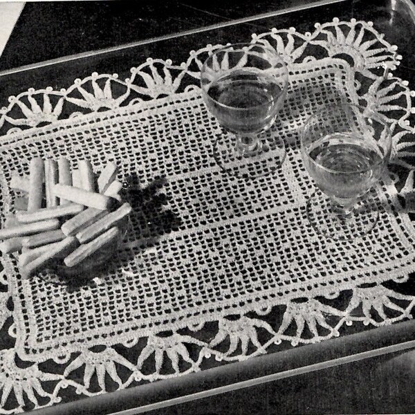 Vintage Diadem Tray In-lay Crochet Pattern - 1940s 1950s - Digital Download