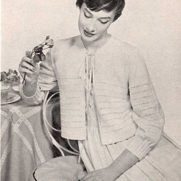 Vintage Bedjacket Knitting Pattern - 1940s 1950s 1960s - Digital Download