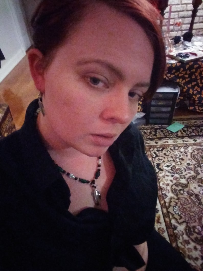 and metal necklace and earring set What the Familiar Knew crystal glass