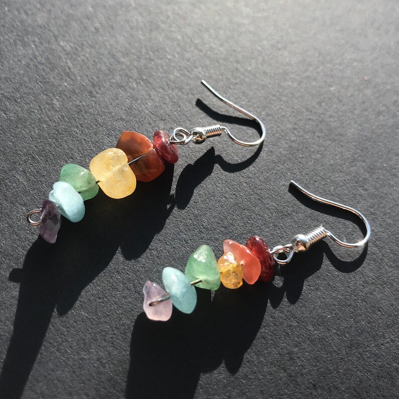 LGBTQ Pride Flag Gemstone Drop Earrings