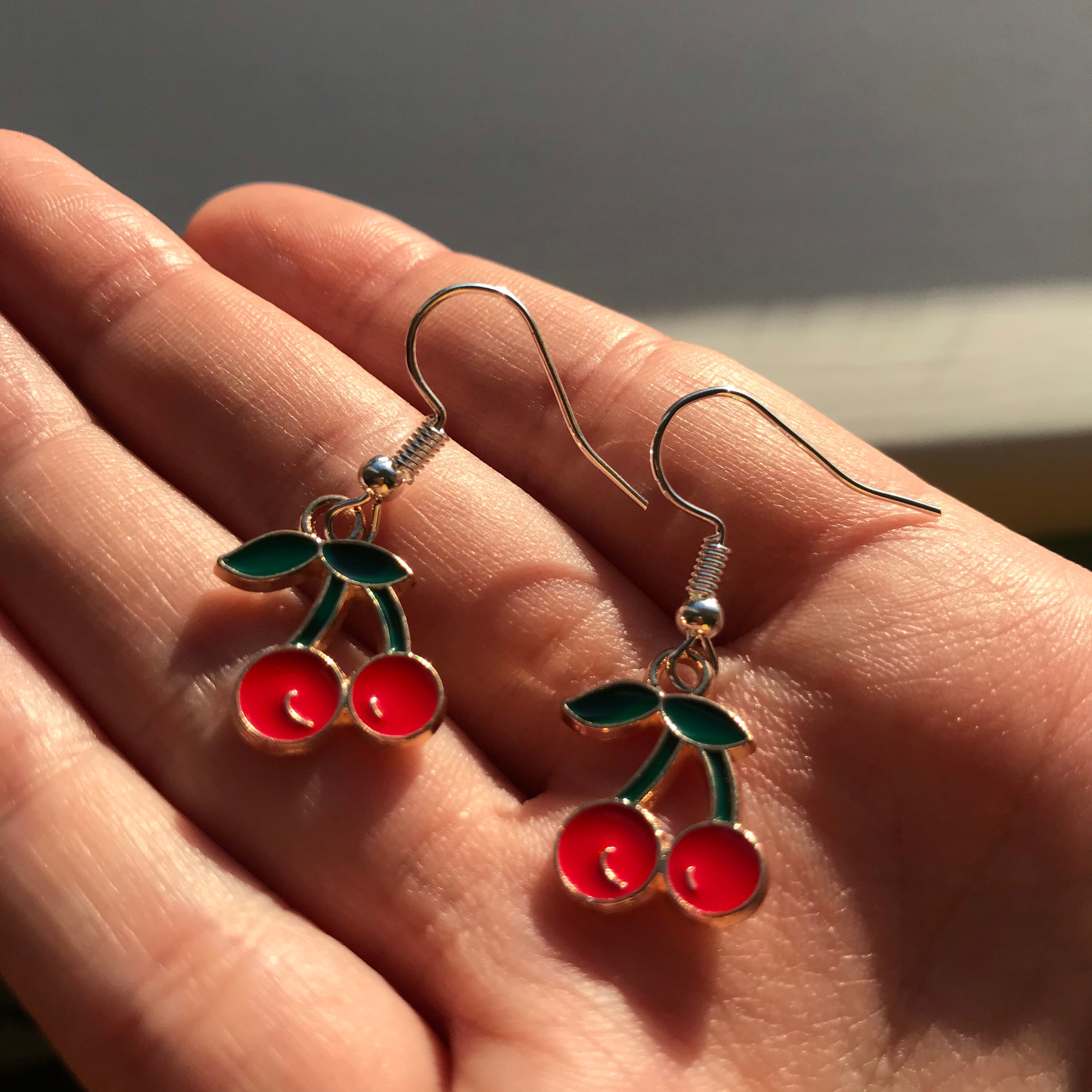 Cherry Earrings Silver Plated Jewellery Earrings Gift Etsy