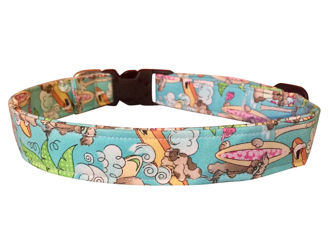 Surf Dogs Collar Tropical Puppy Collar Dog Harness Small Etsy