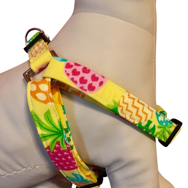 Colorful Tropical Pineapples Step-In Dog Harness, Large Dog Harness, Small Dog Harness, Adjustable Harness, Teacup Puppy, Cat Harness