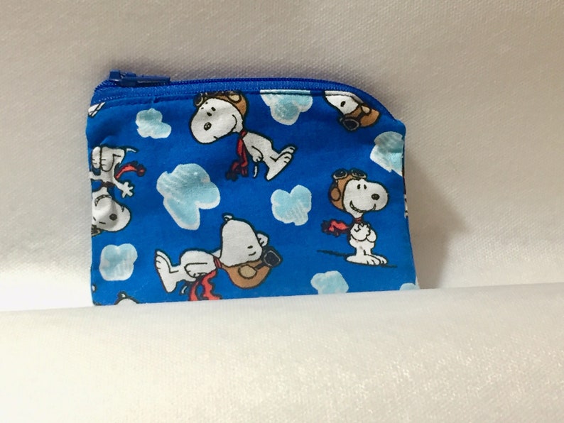 Spiffy Pooches Handmade Coin Purse Zipper Pouch Credit Card Pouch Chapstick Holder SNOOPY