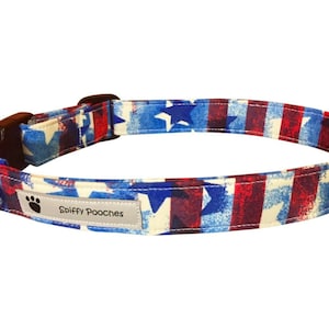 Patriotic Dog Collar, July 4th Dog Collar,  Independence Puppy Collar, Stars Stripes Collar,   (See Description) (Buy 1 Get 1 50% Off)