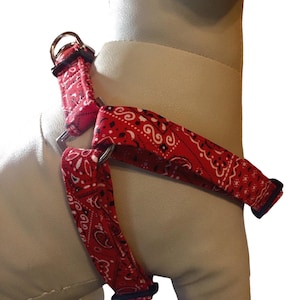 Red Bandana Western Step-In Dog Cat Harness, Large Dog Harness, Small Dog Harness, Adjustable Harness, Teacup Puppy, Cat Harness