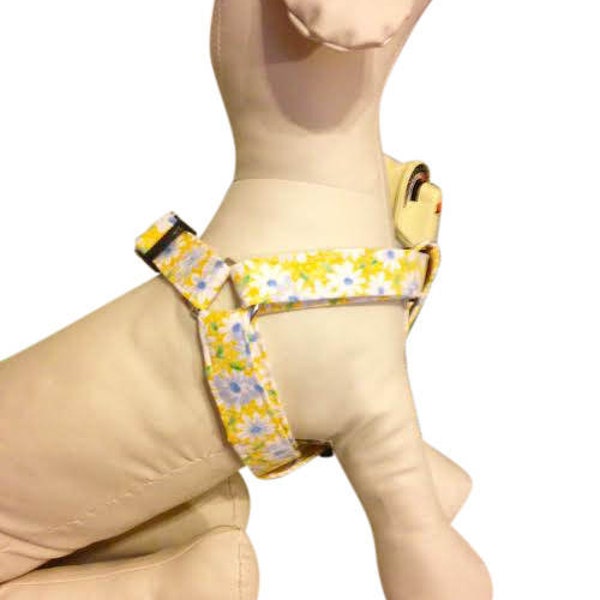 Yellow Daisy Step-In Dog Harness, Flowers, Large Dog Harness, Small Dog Harness, Adjustable Harness, Teacup Puppy, Cat Harness