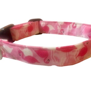 Pink Flamingos, Dog Puppy Cat Collar, Tropical, Summer, Teacup, XXS, All Sizes, Custom Made